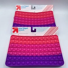 2X Up & Up Target Bubble Pop Fidget Pouch Pink Purple Red 10" x 5 15/16" x1.5"