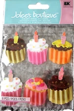 CUPCAKE Birthday Candles Decorated Celebrate Party Jolee's Stickers