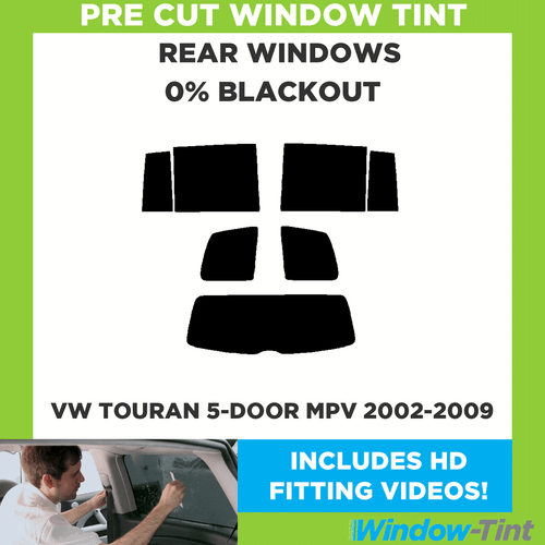 For VW Touran 5-door MPV 2002-2009 Pre Cut Window Tint Rear 0% Blackout Film - Picture 1 of 10