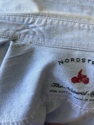 Nordstrom Denim Color Shirt Vtg “Natural style” Neck Sz 15-1/2 R Looser Fit. - Picture 11 of 12