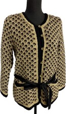 Marc by Marc Jacobs Knitted Jacket Sweater Button Up Black Gold Metallic S NEW