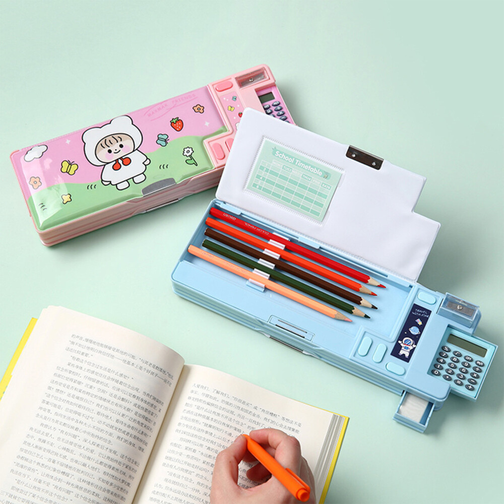 Multifunction Pencil Case with Calculator and Pencil Sharpener Sport