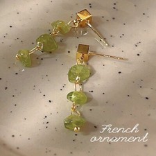 925 Sterling Silver Green Drop Dangle Gold Stud Earrings Womens Girls Gifts