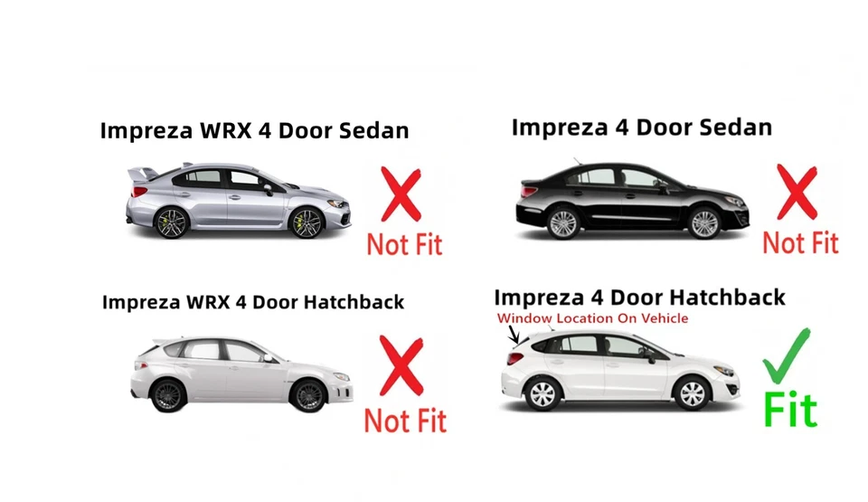 Fits 2012-2016 Subaru Impreza 4 Door Hatchback Back Window Rear Glass Heated Foto 4 de 4