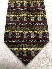 BELLINI MENS TIE BURGUNDY BLACK YELLOW GOLD 3.75 X 59