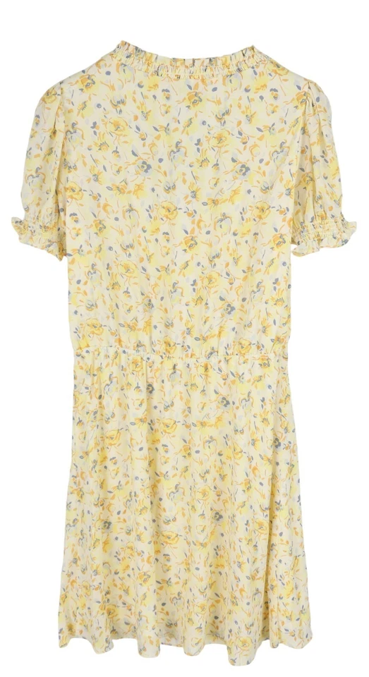 Lauren Ralph Lauren Femme Robe M Jaune Court Manches Ballons Imprimé Floral Mini - Photo 3/4