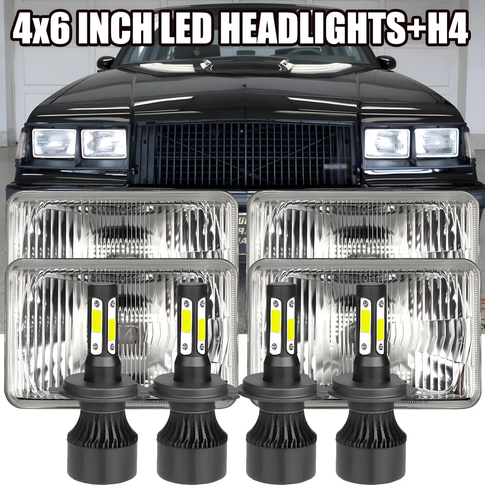 4PCS 4X6 LED Headlights Hi/Lo Beam For Buick Regal Grand National Electra 82-87