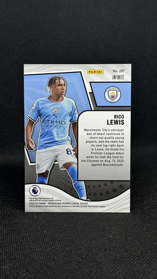 Rico Lewis 2022-23 Panini Revolution Premier League #287 RC Infinite Man City - Image 2 of 2