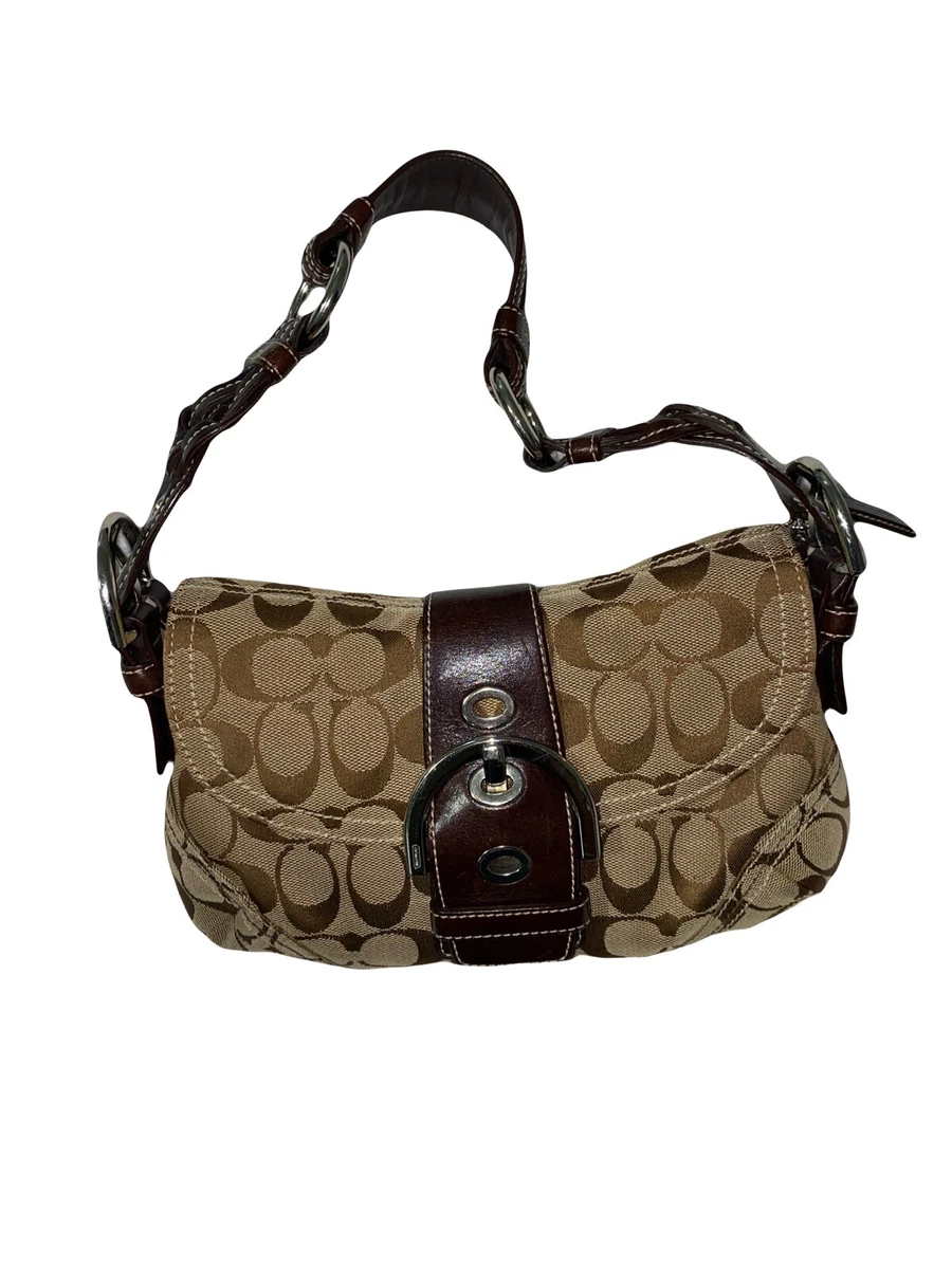 Coach Small Hobo Handbag Jacquard Shoulder Bag Brown Signature E06K 6266 ECU