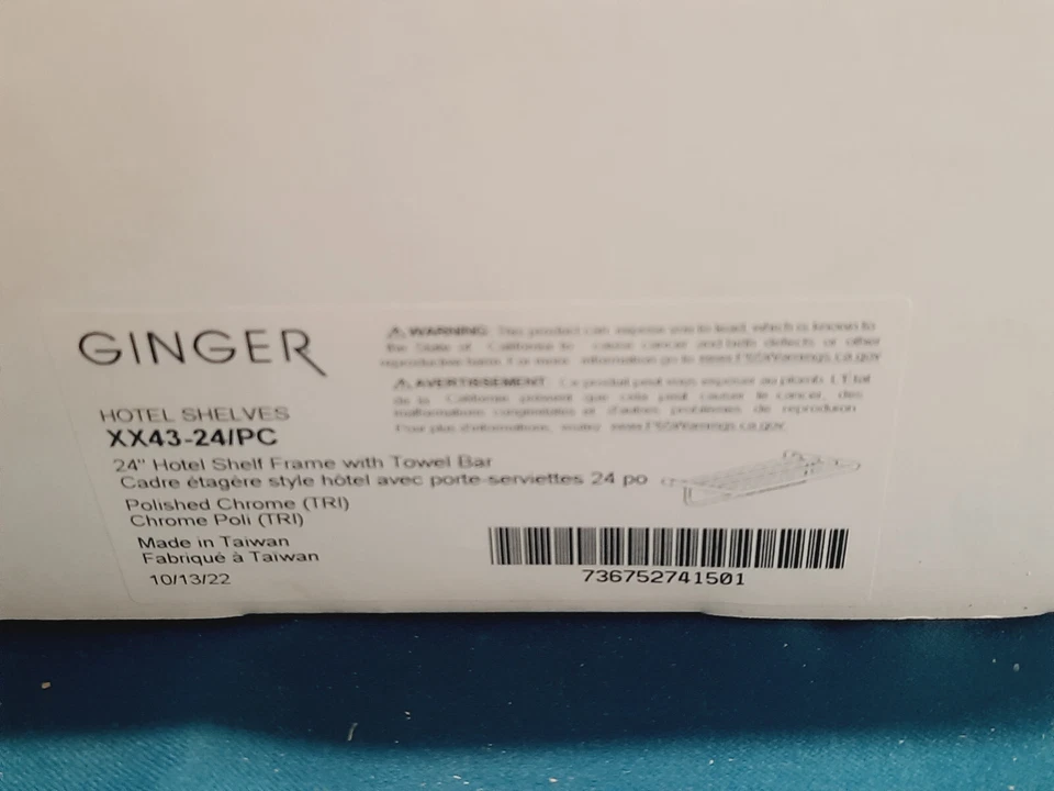 Marco de estante de hotel Ginger XX43-24/PC 24" con toallero en cromo *SIN HERRAJES* Foto 3 de 4