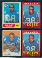 lot (4) 1968 1969 1971 Topps #74 #207 #175 John Mackey cards SWSW6