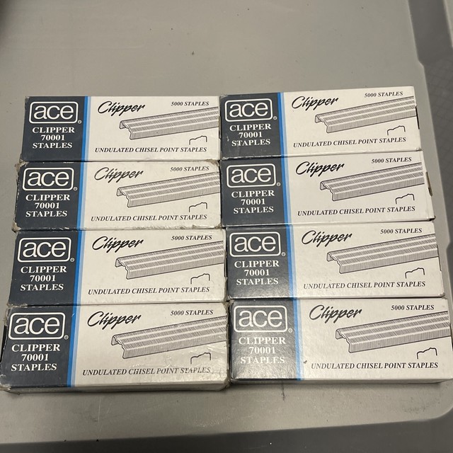 4 Boxes Ace Clipper Undulated Chisel Point Staples 70001 Scout Stapler