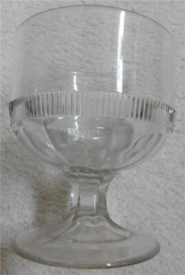 1870s Antique Glass Buttermilk Goblet Open Sugar Bowl LOOP w PRISM BAND Pattern