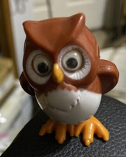 VINTAGE 1977 TOMY POCKET PETS Brown Owl Wind Up 3" Figure Google Eyes