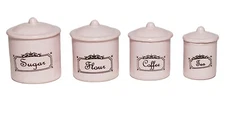  Miniature Dollhouse Set of 4 Light Pink Canister Set by Handley 1:12 Scale New 