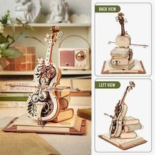 ROKR Wooden 3D Puzzle Magic Cello Mechanical Music Box DIY Building Toys for Kid