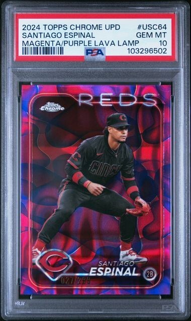 2024 Topps Chrome Magenta Purple Lava Lamp Santiago Espinal PSA 10 /299 USC64