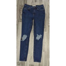 Free People Womens Size 26 R Pockets Distressed Skinny Denim Blue Jeans