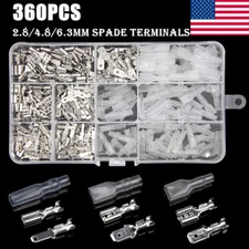 360X Assortment Spade Electrical Wire Connectors Crimp Terminals Male Female Kit