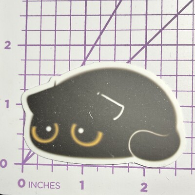 Emo Kawaii Black Cat Depressed Eyes - Mystery Black Cat Vinyl Decal Sticker Bomb
