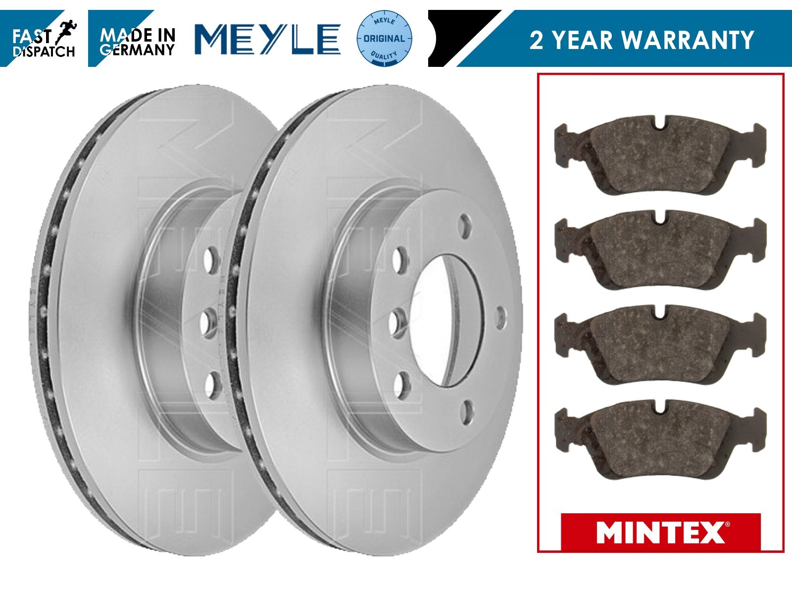 FOR BMW E46 318 320 320d FRONT MEYLE PLATINUM DISCS & MINTEX BRAKE PADS