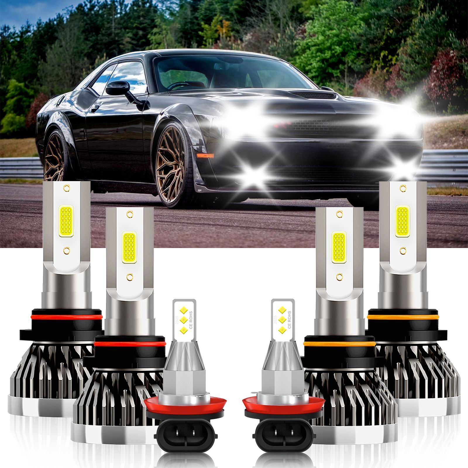 For Dodge Avenger 2013-2014 LED Headlight High Low Beam Fog Light Bulb White
