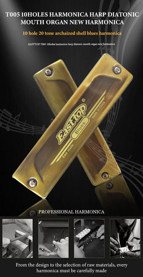 10 hole harmonica harp diatonic harmonica new professional musical instrument Foto 2 de 4