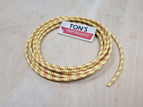10 feet Vintage Braided Cloth Covered Primary Wire 14 gauge 14g ga Yellow Red - Bild 2 von 3