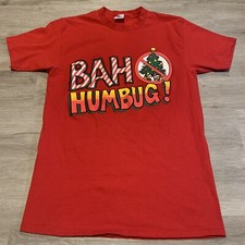 Vintage Christmas T-Shirt Made in USA Bah Humbug Fun Tees Single Stitch Tagged L