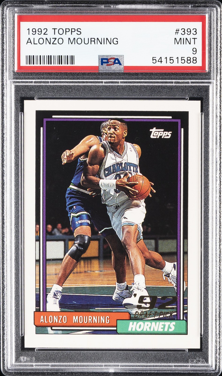 1992 TOPPS #393 ALONZO MOURNING ROOKIE RC PSA 9