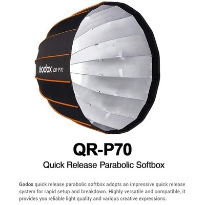 Deep Parabolic Softbox with Fabric Grid for Godox Lights//