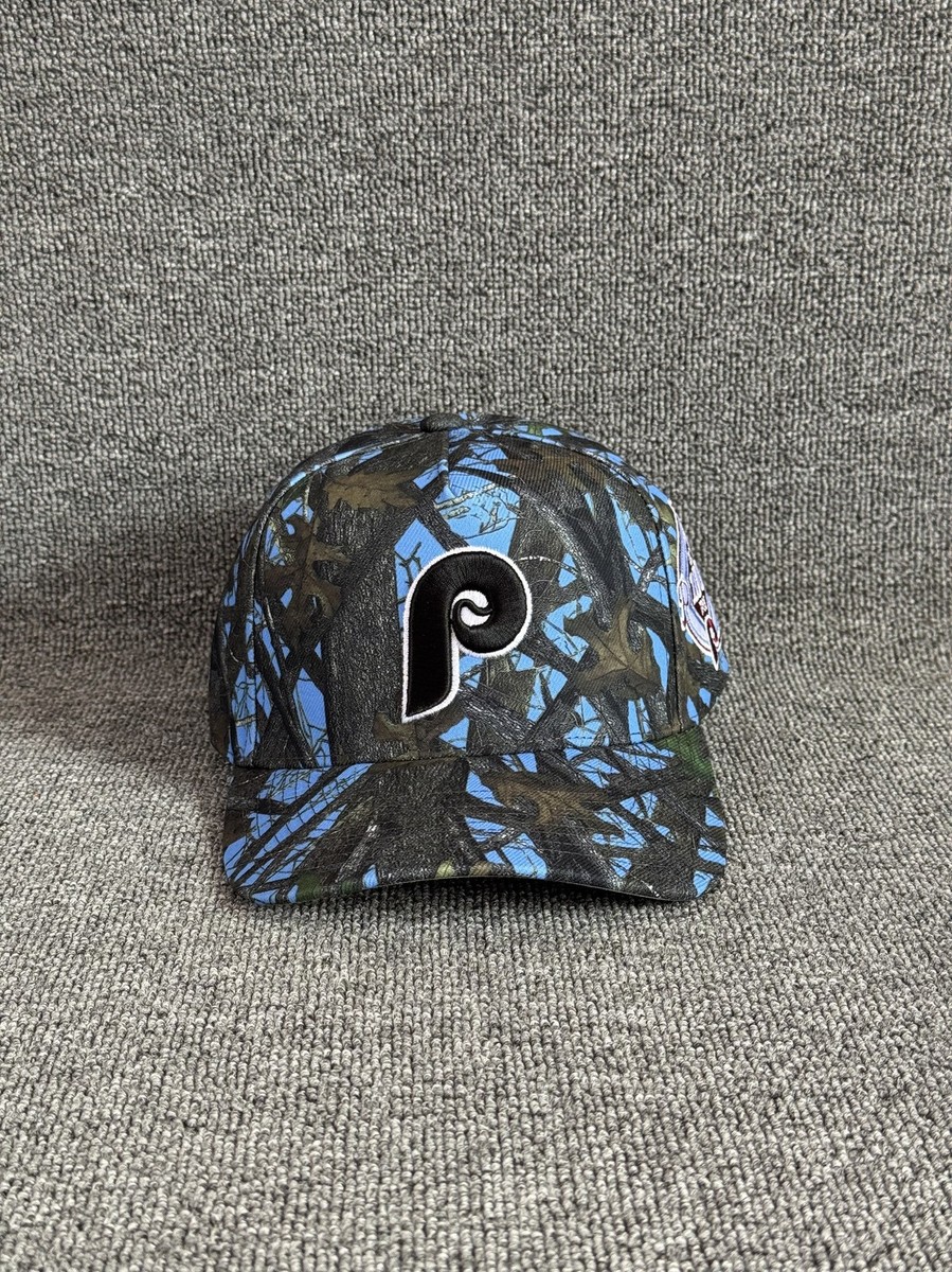 Mitchell & Ness Phillies Snapback Camo Curved Brim Hat Blue Green