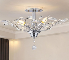 4 Bulb Beautiful Crystal Chandelier Ceiling Light - Chrome (CHLR123)