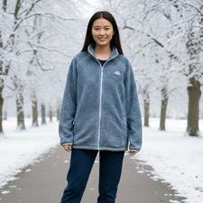 The North Face Women’s XL Osito Full Zip Raschel Fleece Jacket Blue High Pile