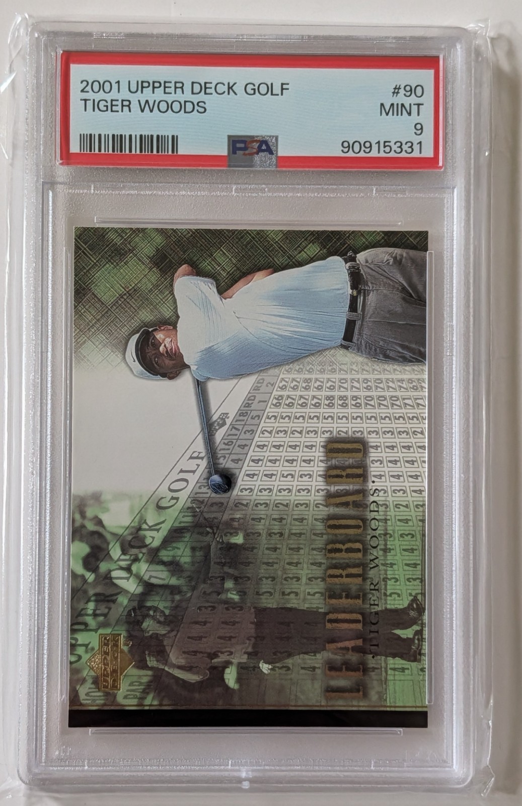 2001 UPPER DECK GOLF TIGER WOODS PSA 9 MINT CARD NUMBER 90 SKU 90915331
