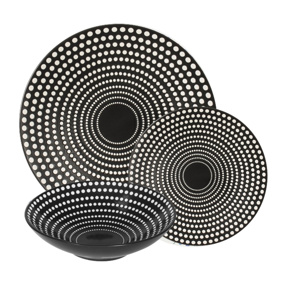 Service d'assiettes Galaxy 18 pièces en grès bleu nuit pour table contemporaine