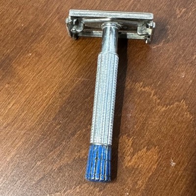 Vintage Gillette Blue Tip Super Speed C 1957 Safety Razor TTO USA