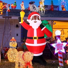 8 Ft Christmas Inflatable Santa Outdoor Decoration Giant Black Santa Claus Gift