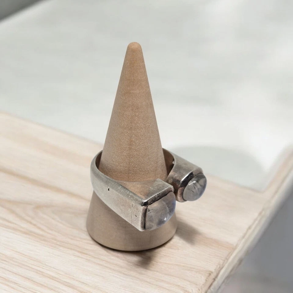 Anillo Moderno Piedra Lunar Plata Esterlina Talla 9.5 Peso 14gm Unisex Piezas Estate Foto 4 de 4