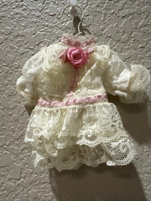 Victorian Ornament Ivory Rose Lace Dress On Hanger Ornament Vintage