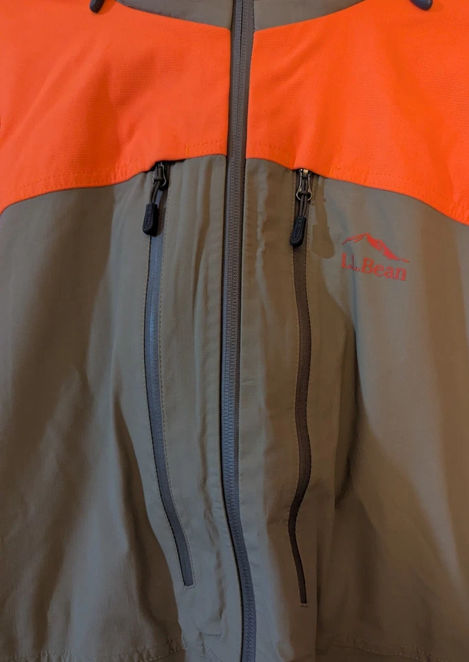 LL Bean Jacket Waterproof Tek Mens XXL Hunting Coat Green Orange Hiking Upland - Image 3 of 4