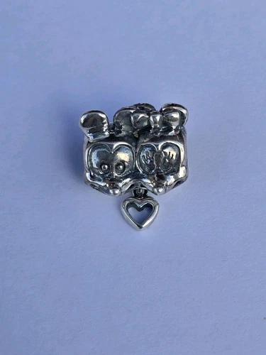 Mickey And Mini Mouse Double Sterling 925 Silver Charm  Fits Pandor Chains