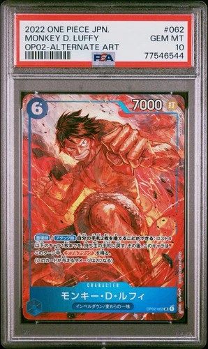 PSA 10 Monkey D. Luffy SR Alternate Art OP02-062 2022 ONE PIECE Card Japanese