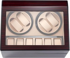 Automatic Watch Winder with 4 Watches and 6 Display Storage Spaces Display Box ;