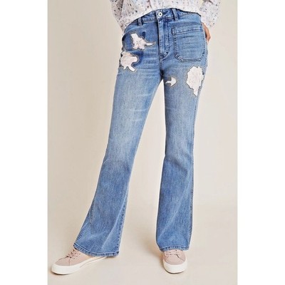 Pilcro and the Letterpress Patchwork Flare Jeans High Rise Wide Leg 39x30
