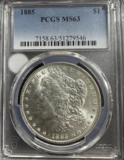 1885 P PCGS MS63 Morgan Silver Dollar $1 US Mint Coin 1885-P MS-63