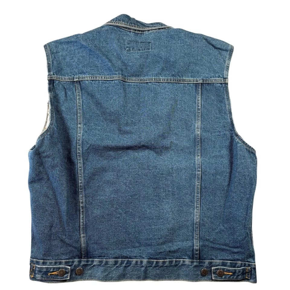 Wrangler Hero Mens L Denim Vest Blue Jean Gilet Classic Fit Workwear westerncore - Image 3 of 4