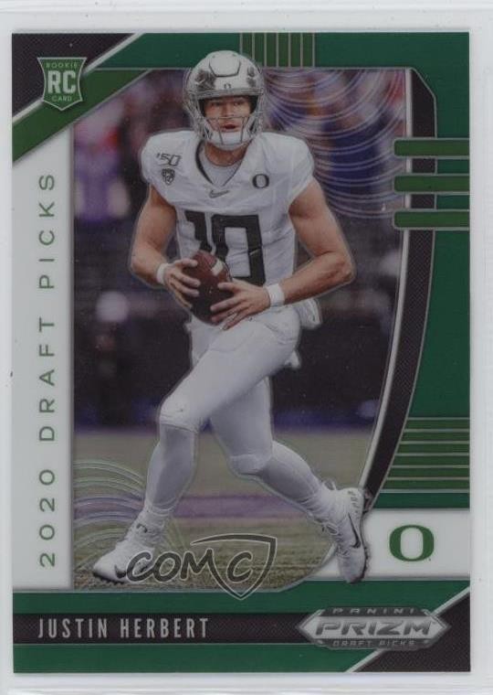 2020 Panini Prizm Draft Picks Rookies Green Justin Herbert #102 s1i