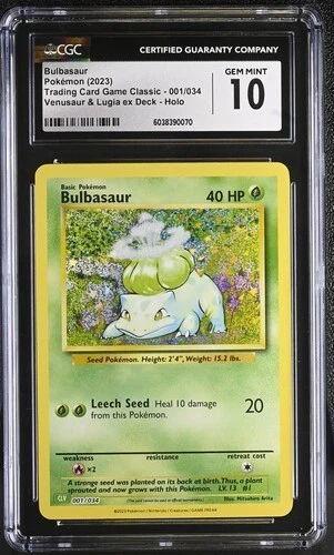 Pokémon Bulbasaur 2023 Trading Card Game Classic 001/034 Holo CGC 10