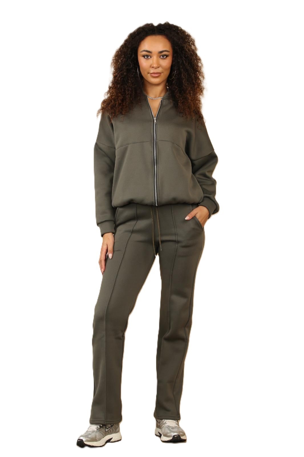 Women Bomber Oversize Baggy 2 Piece Lounge Wear Casual Set Ladies Suit Tracksuit thumbnail 7